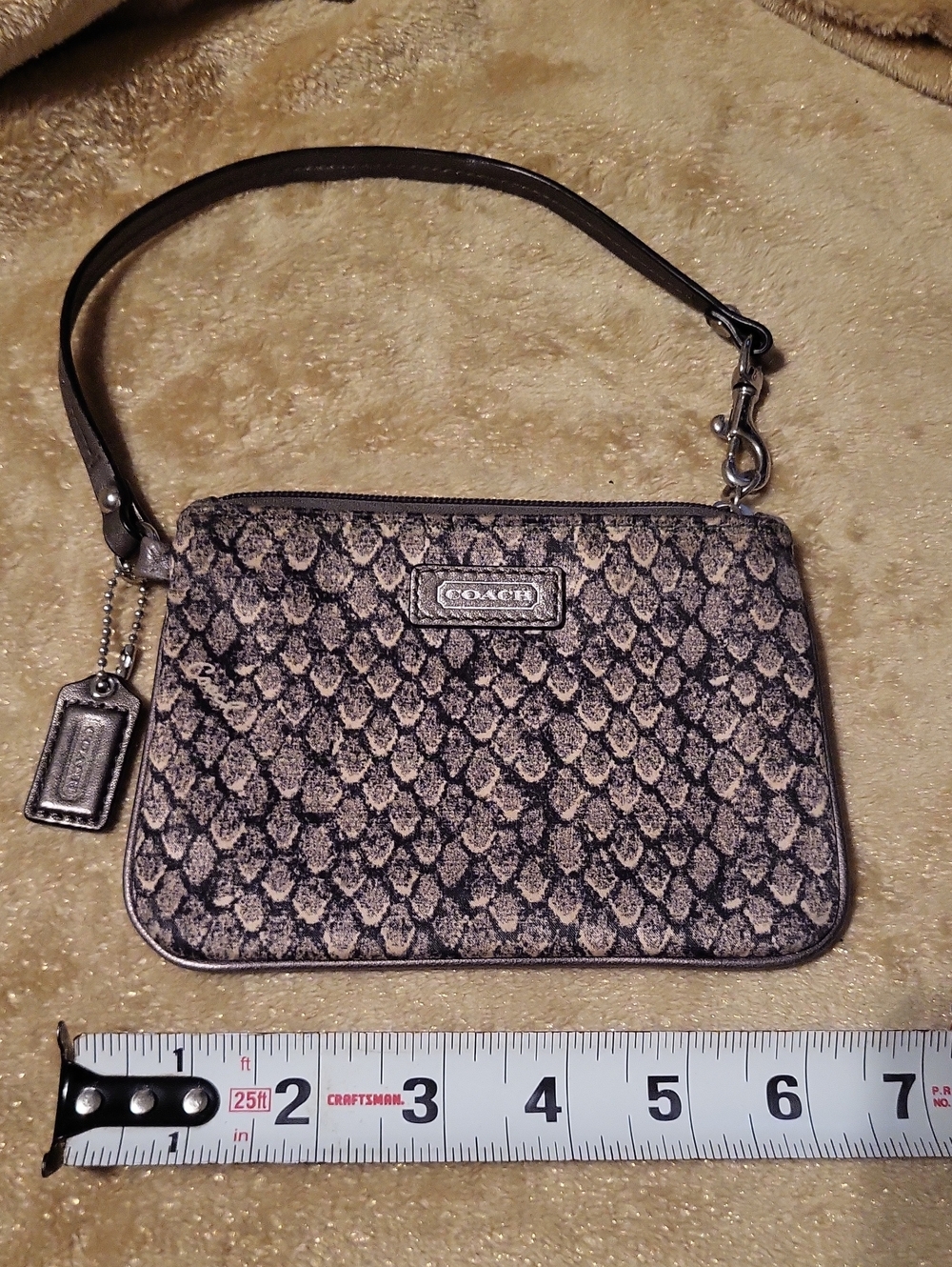 Vintage Coach Metallic Snake-Print Wristlet